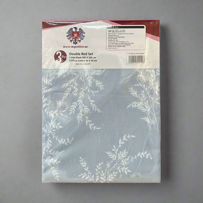 Elegant Double Bed Set: Flat Printed Sheet (205x230cm) with 2 Pillow Covers (46x70cm)