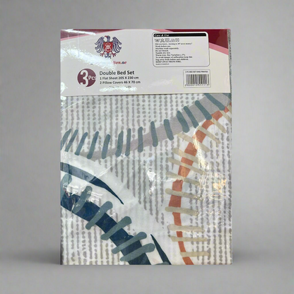 Elegant Double Bed Set: Flat Printed Sheet (205x230cm) with 2 Pillow Covers (46x70cm)