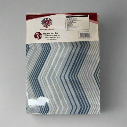 Elegant Double Bed Set: Flat Printed Sheet (205x230cm) with 2 Pillow Covers (46x70cm)